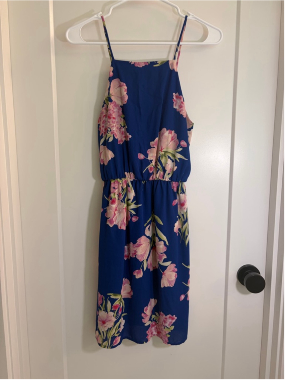 Everly Floral Corset Back Mini Sundress Blue Pink Size Small EUC
